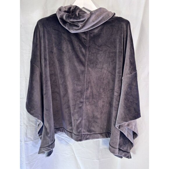Soft Surroundings Womens S/M Gray Soft Velour Hooded Oversized Sweater Pullover - Picture 2 of 6